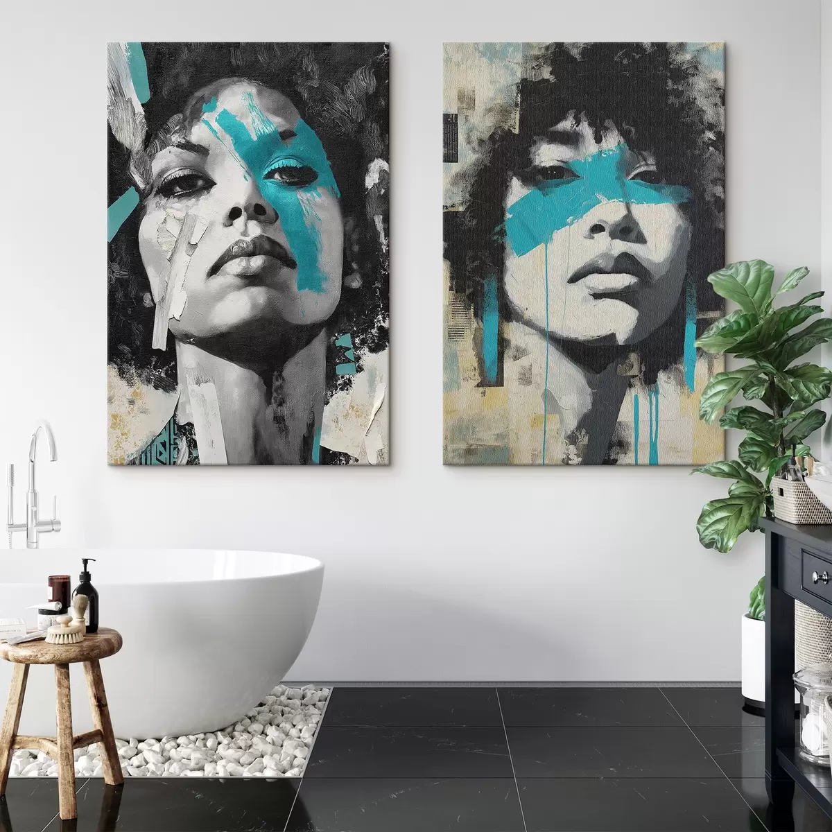 murales de pared Rostro femenino abstracto m00602