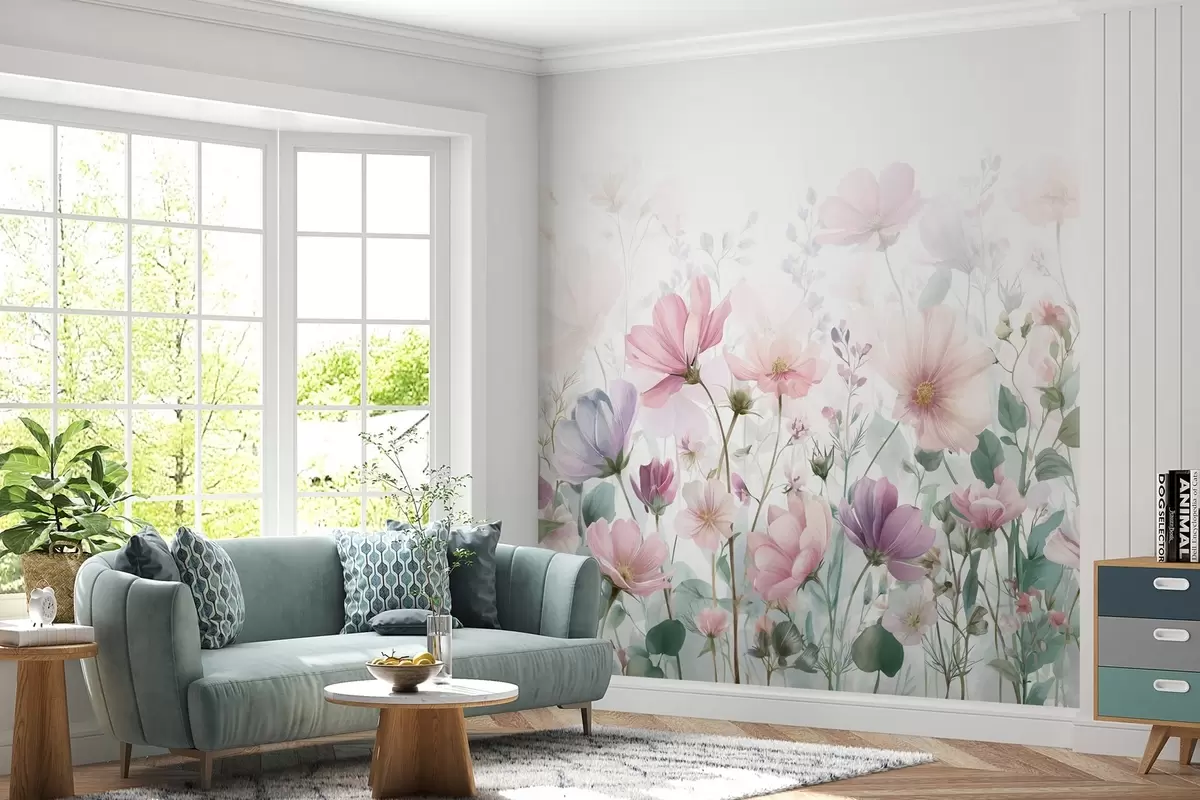 murales de pared delicadas flores silvestres w04171