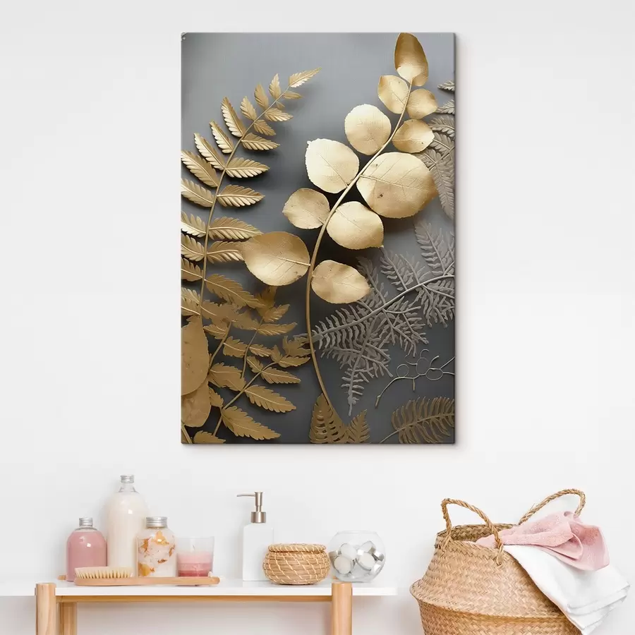 murales de pared Helechos y ramas de eucalipto sobre fondo oscuro s45334