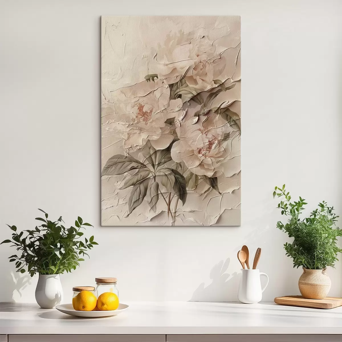 murales de pared Exuberante ramo de peonías en estilo acuarela sobre fondo claro s45336