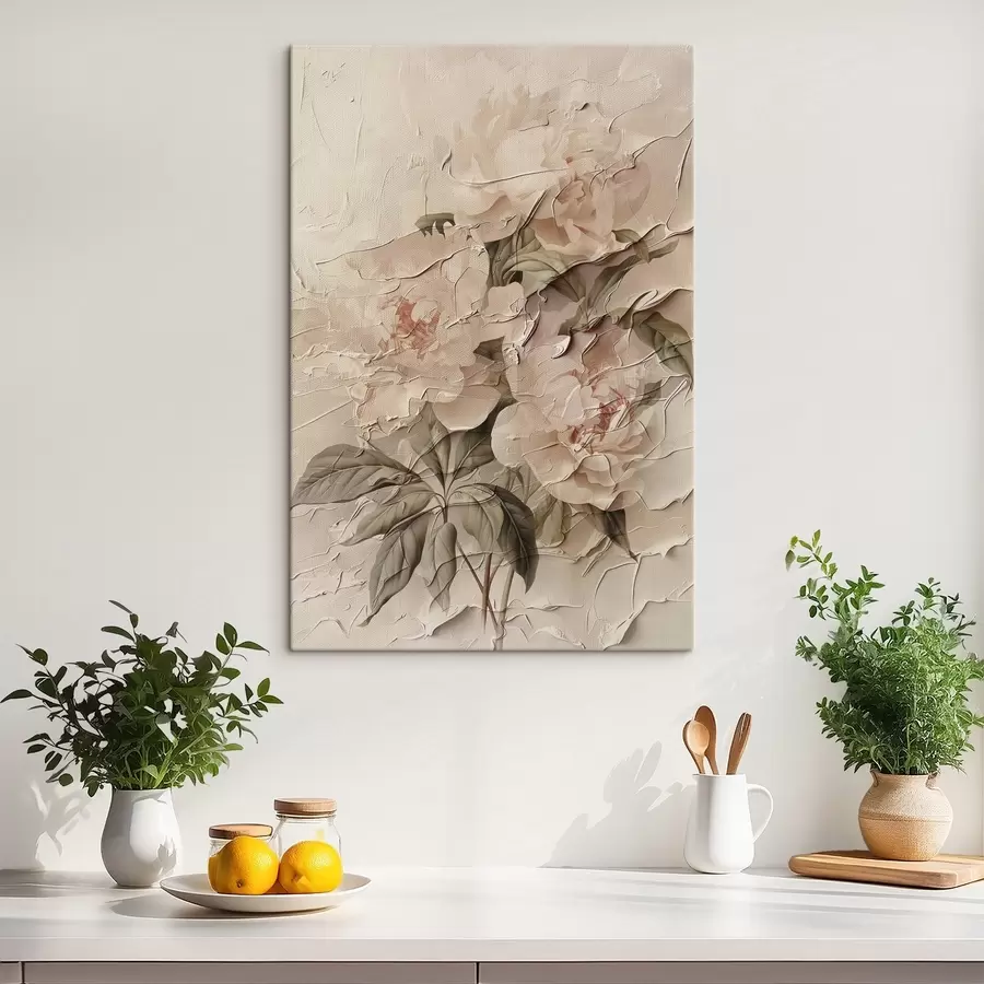 murales de pared Exuberante ramo de peonías en estilo acuarela sobre fondo claro s45336