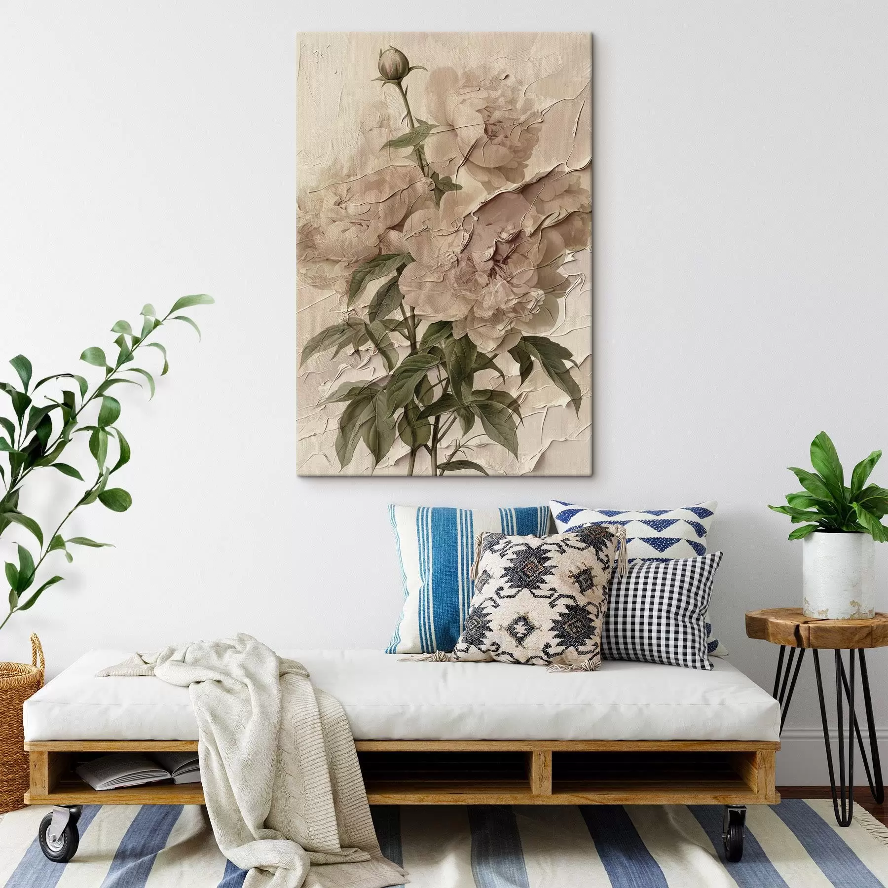 murales de pared Exuberante ramo de peonías sobre fondo claro s45337