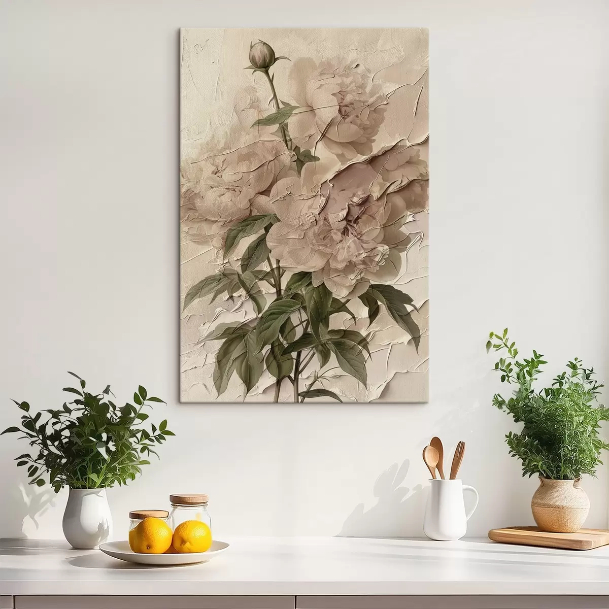 murales de pared Exuberante ramo de peonías sobre fondo claro s45337