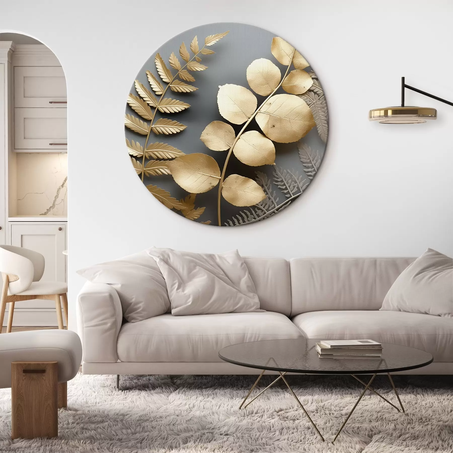 murales de pared Helechos y ramas de eucalipto sobre fondo oscuro r45334