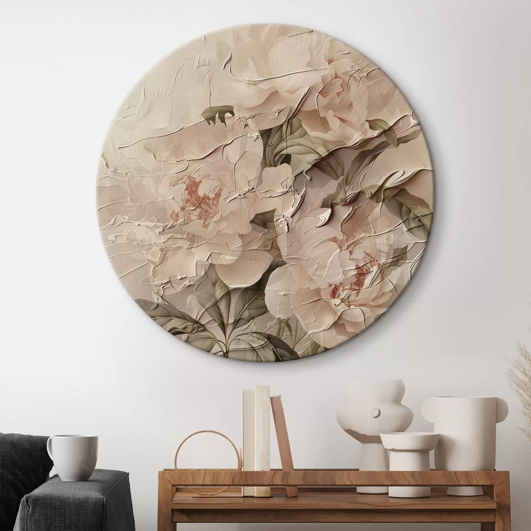 murales de pared Exuberante ramo de peonías en estilo acuarela sobre fondo claro r45336