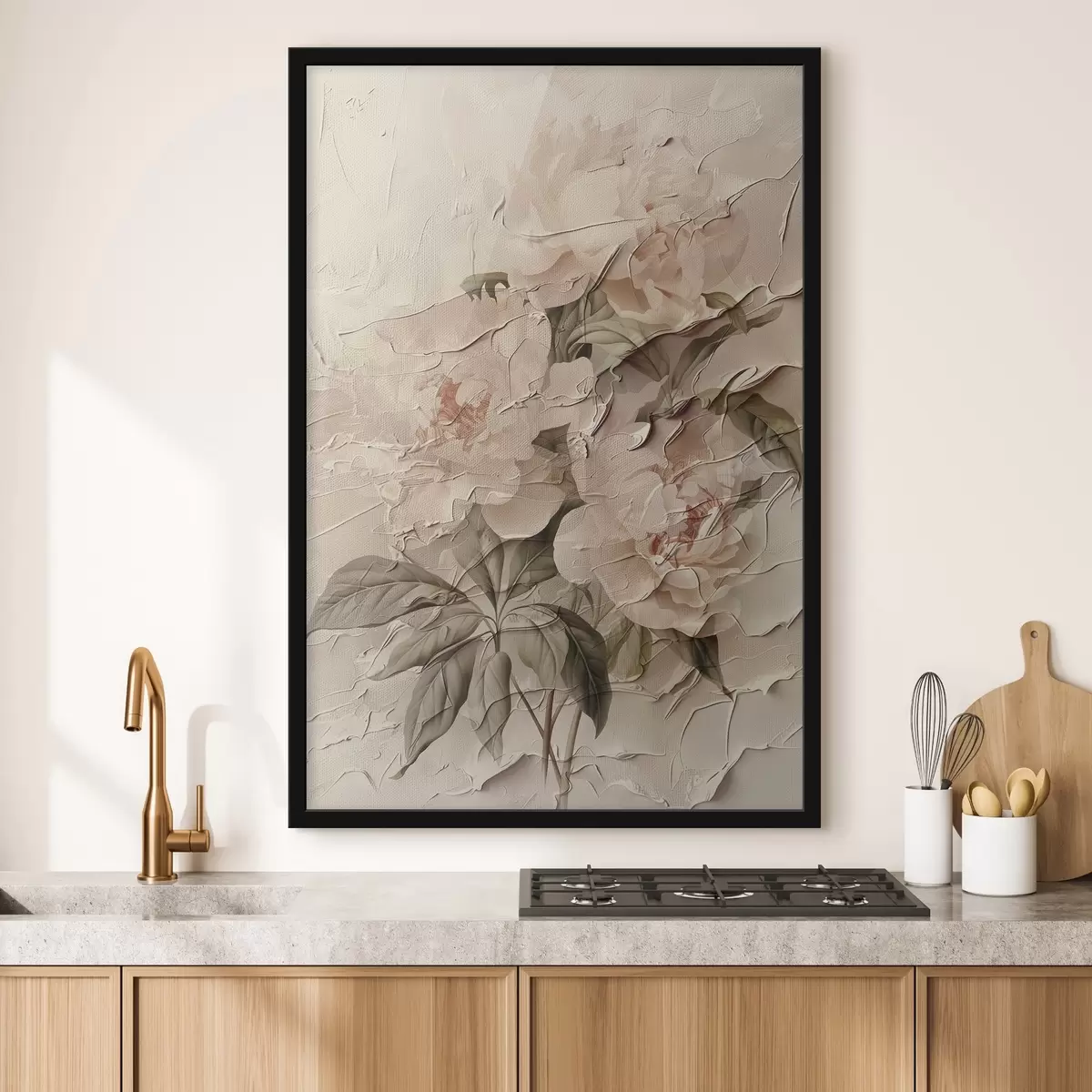 Poster Exuberante ramo de peonías en estilo acuarela sobre fondo claro f45336