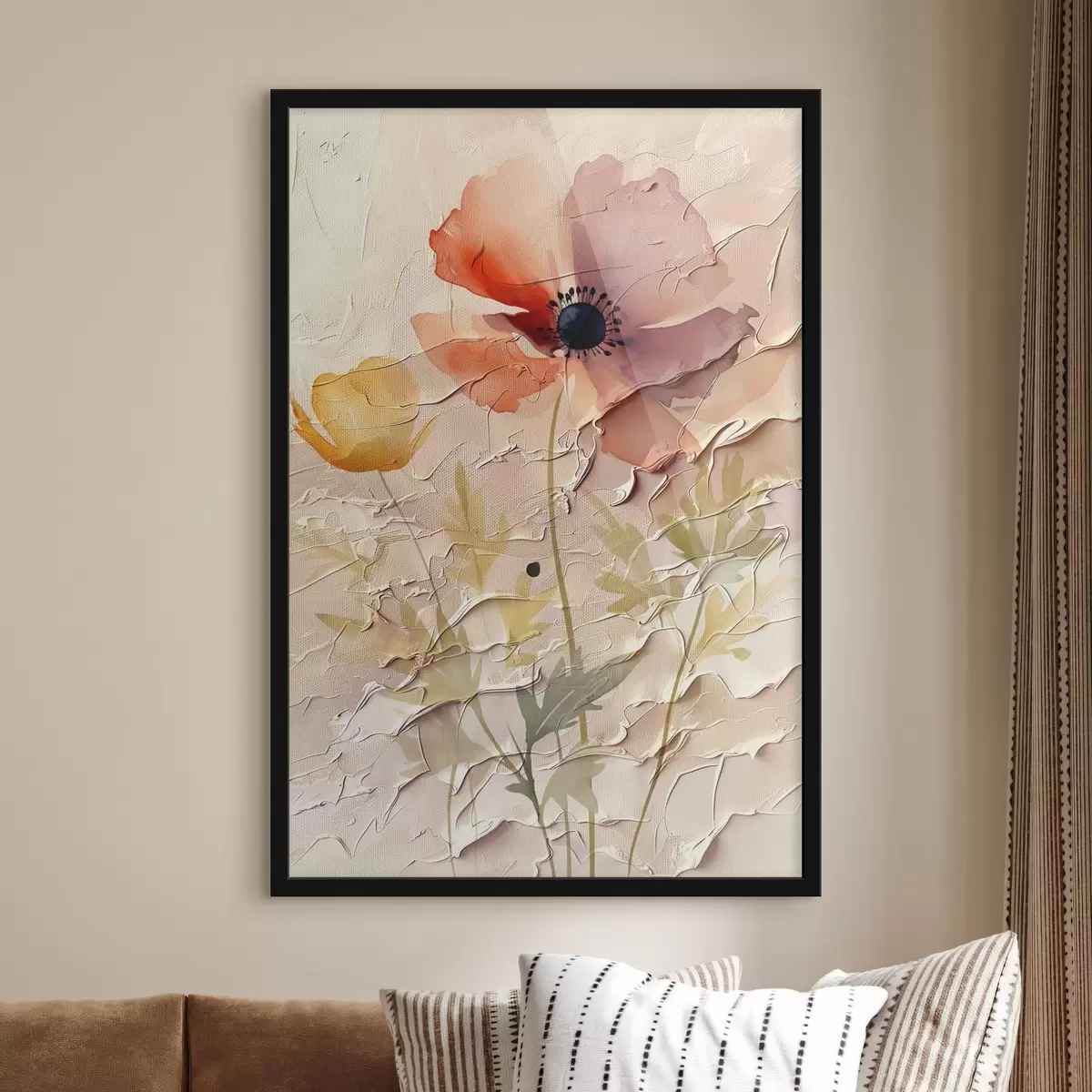 Poster Arreglo floral translúcido sobre fondo claro f45338