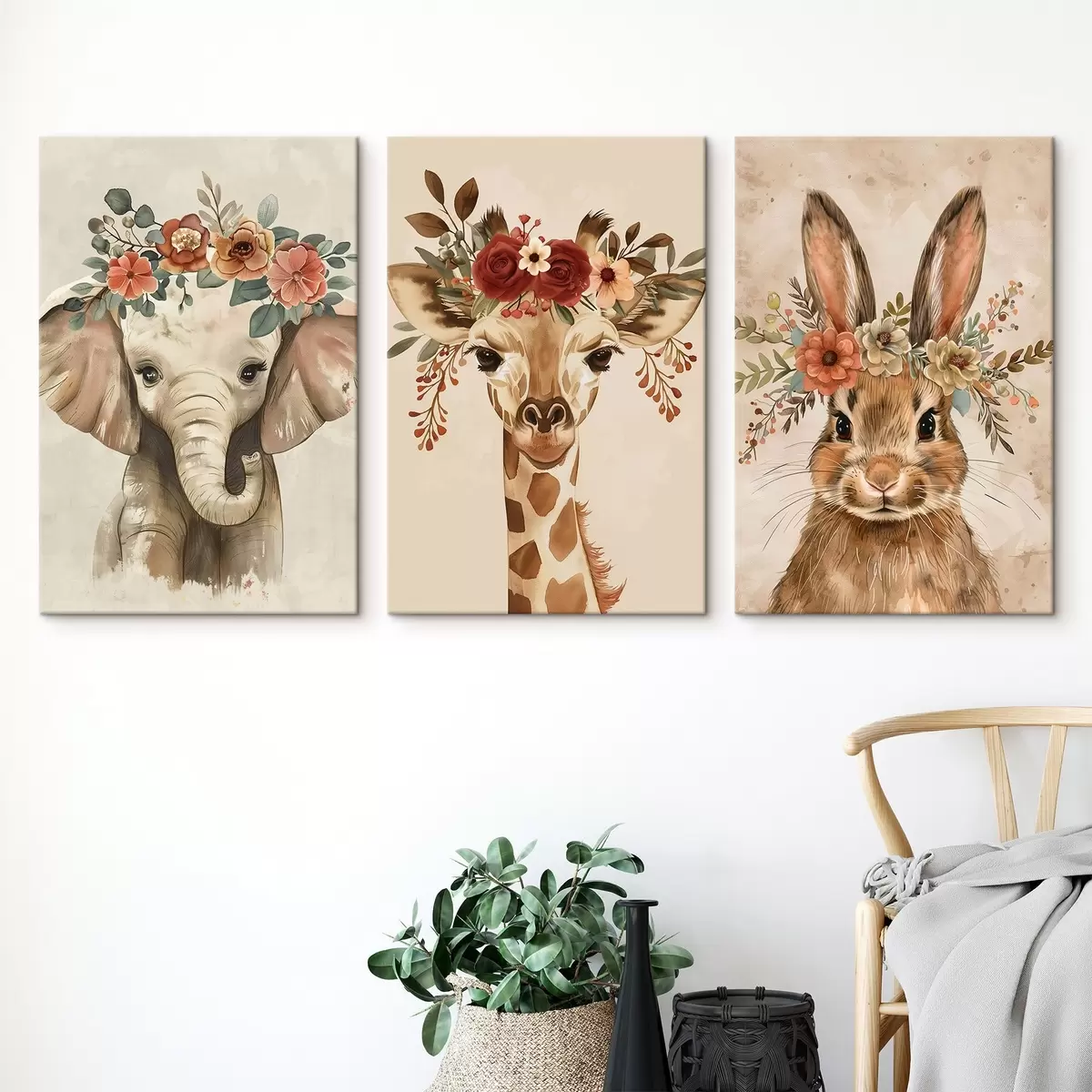murales de pared Simpáticos animales en estilo acuarela m00614