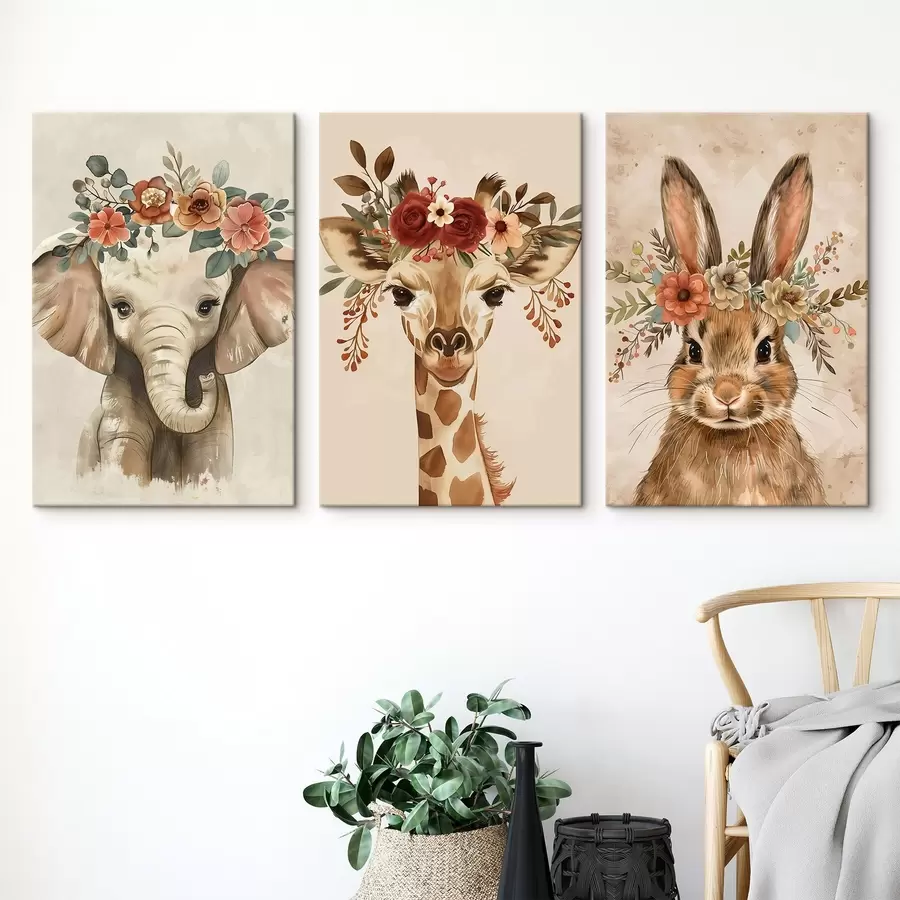 murales de pared Simpáticos animales en estilo acuarela m00614