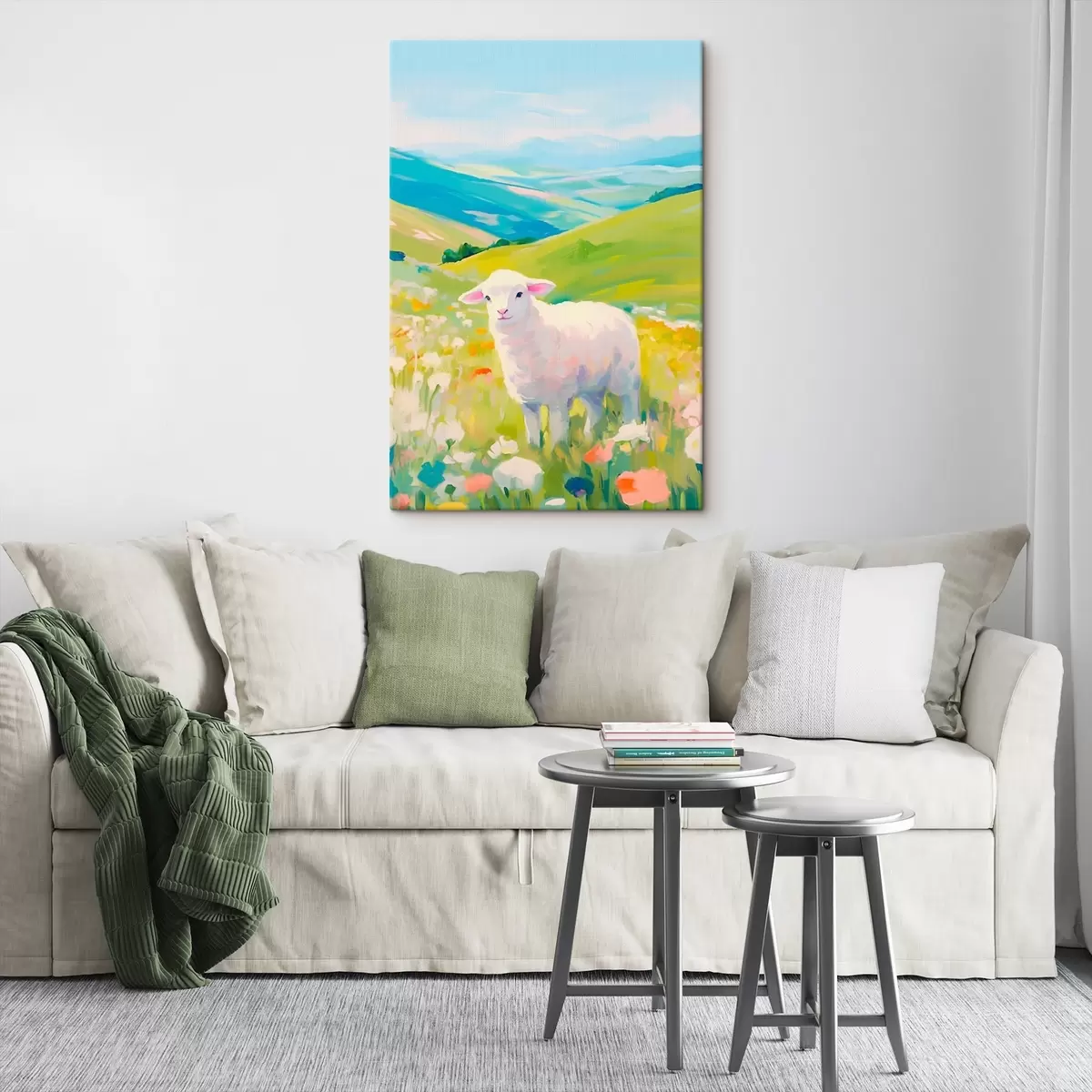 murales de pared Cordero en un campo de flores s45426