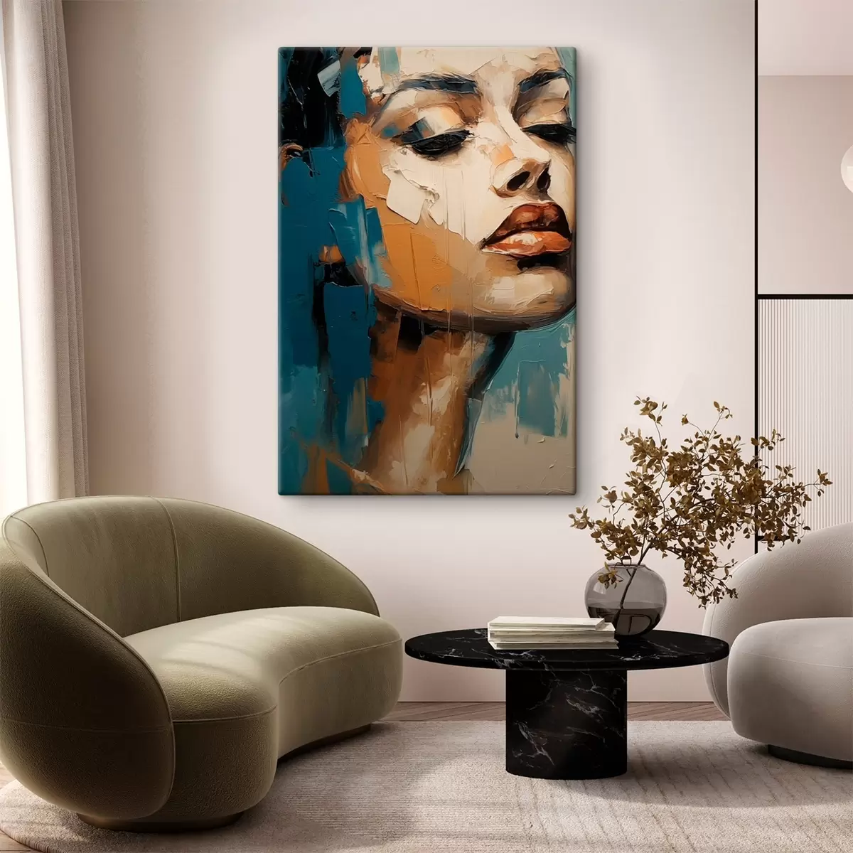 murales de pared Retrato de mujer con los ojos cerrados s45439