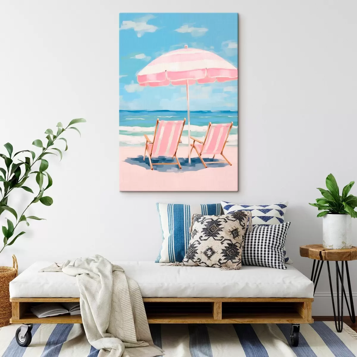 murales de pared Sombrilla y tumbonas en la costa s45442