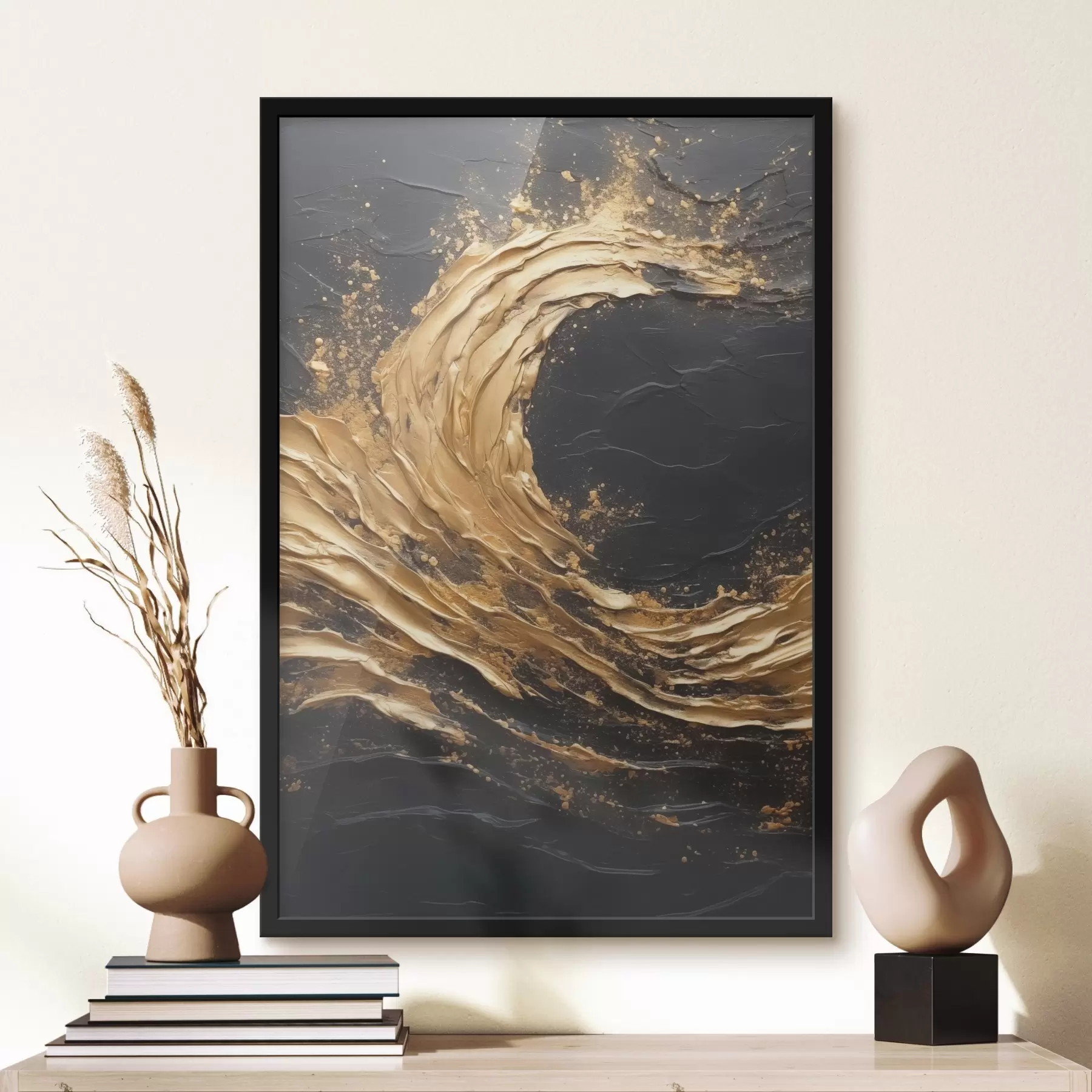 murales de pared Onda abstracta en tonos anaranjados f45441