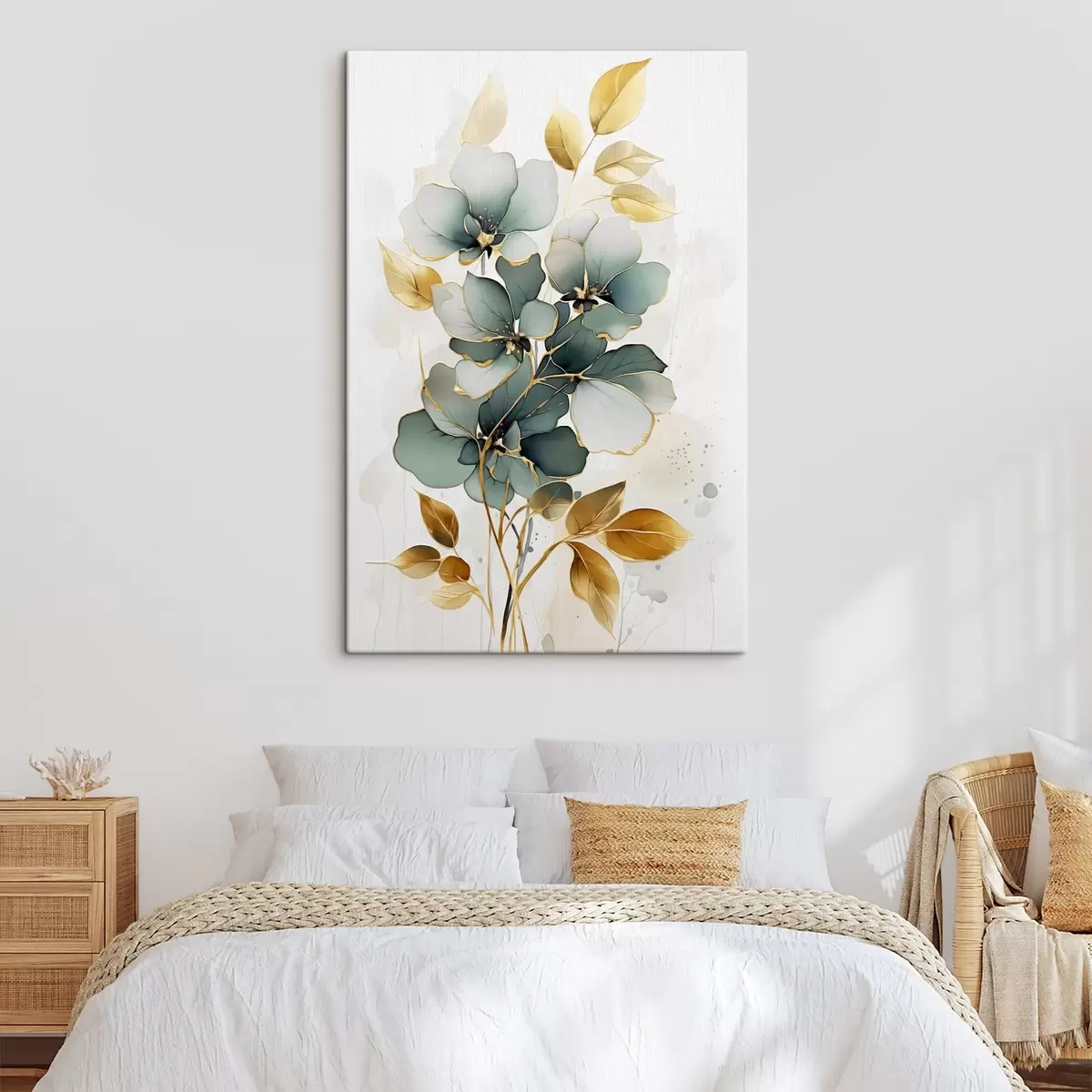 murales de pared Rama abstracta con flores y hojas s45367