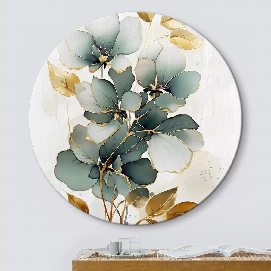 murales de pared Rama abstracta con flores y hojas r45367