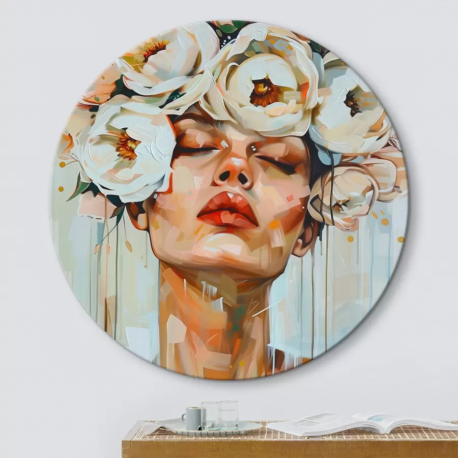 murales de pared Retrato de mujer con flores r45370