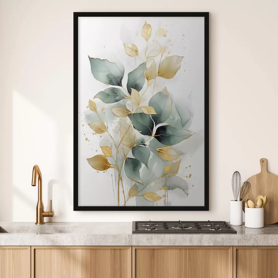 murales de pared Rama abstracta con hojas f45366