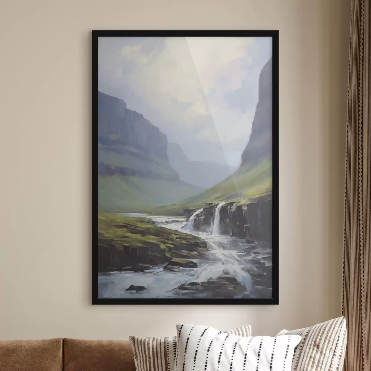 Poster Paisaje con un río cerca de los fiordos f45459