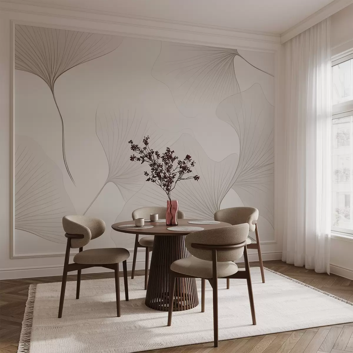 murales de pared Hojas de ginkgo transparentes w04433v1