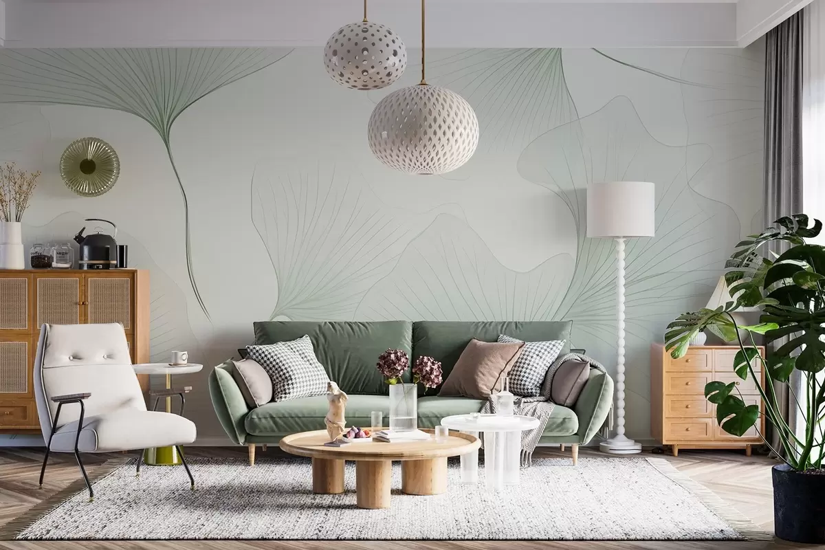 murales de pared Hojas de ginkgo transparentes w04433v2