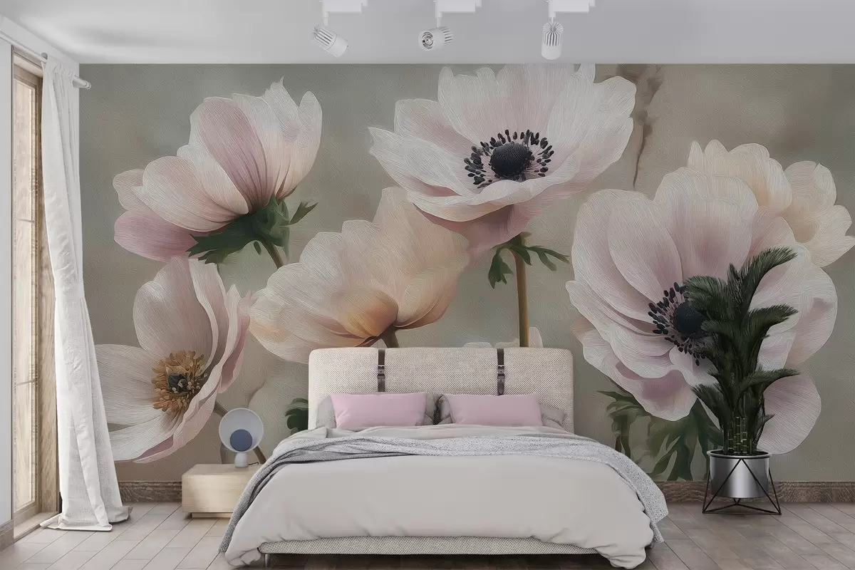 murales de pared Flores en estilo pastel w04427