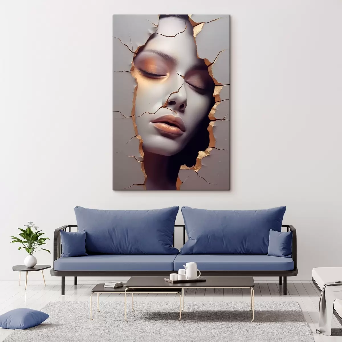 murales de pared Cara en las grietas s45461