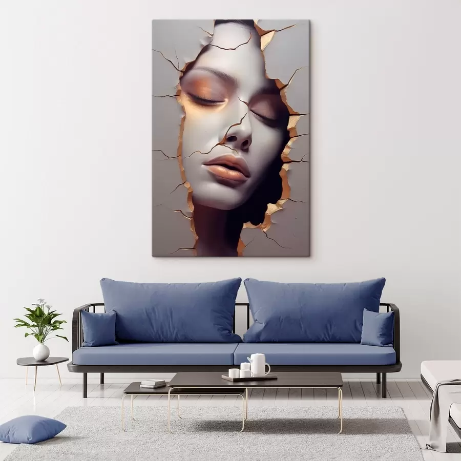 murales de pared Cara en las grietas s45461