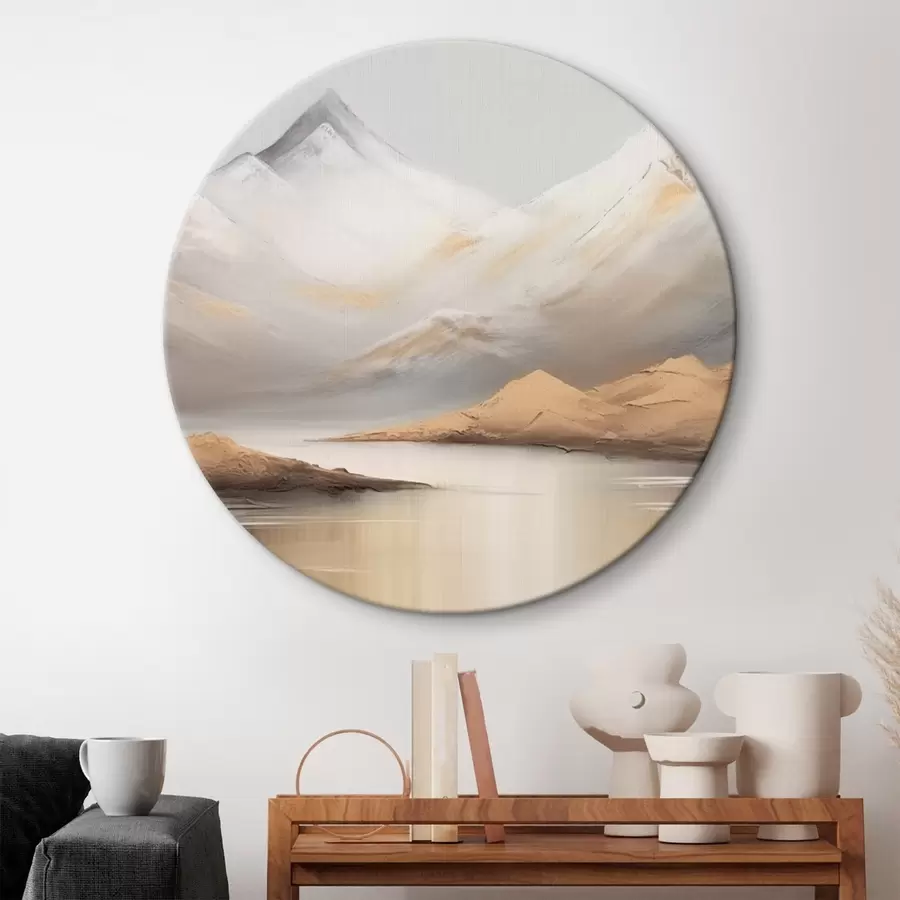 murales de pared Lago de montaña bajo cumbres nevadas r45466