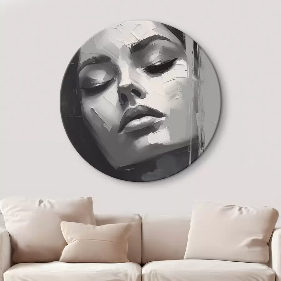 murales de pared Retrato en blanco y negro de una mujer con los ojos cerrados r45479