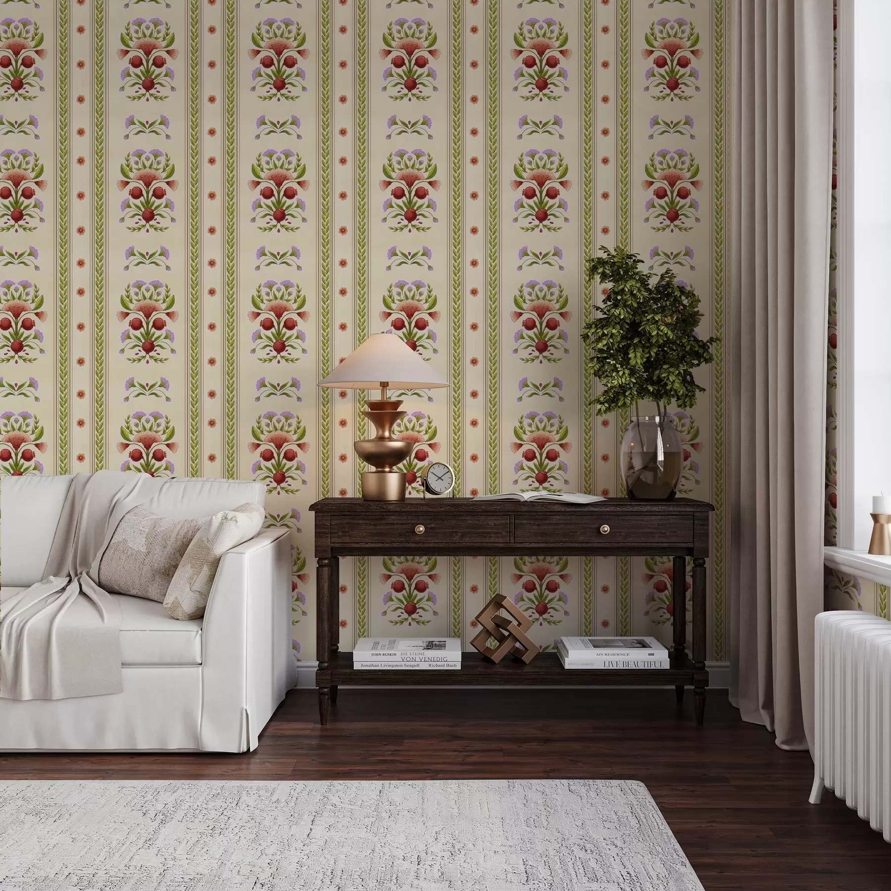 murales de pared Adorno decorativo con granadas y flores a00286