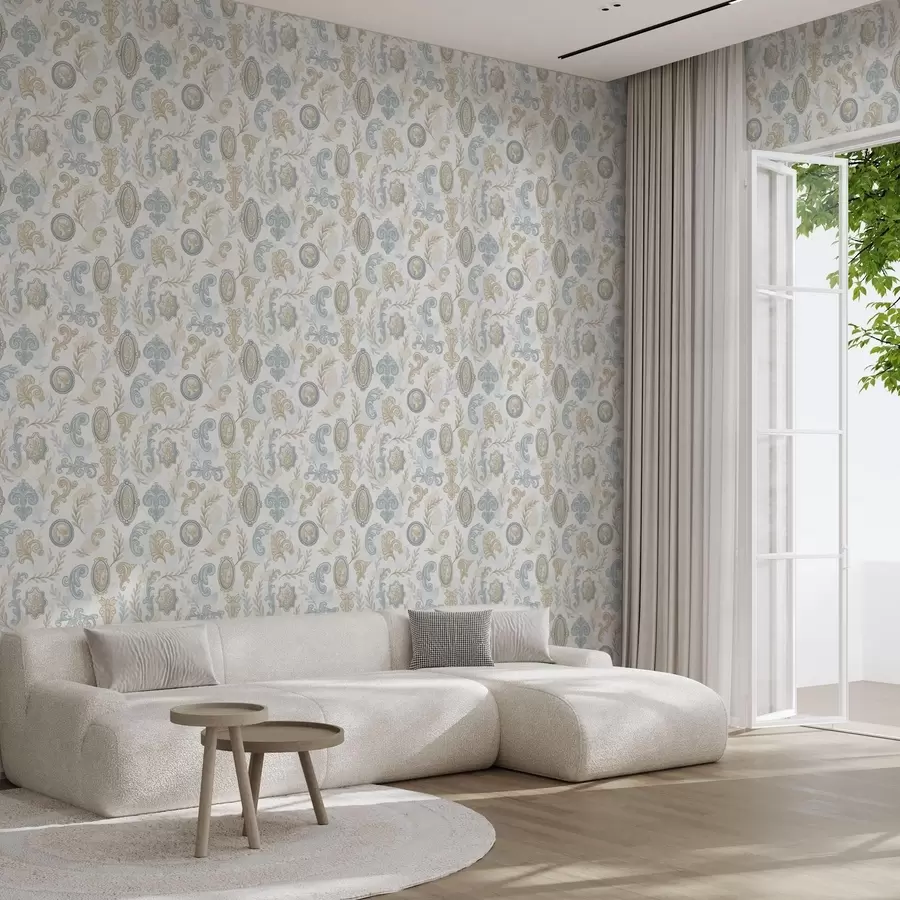 murales de pared Adorno clásico con medallones y motivos a00319