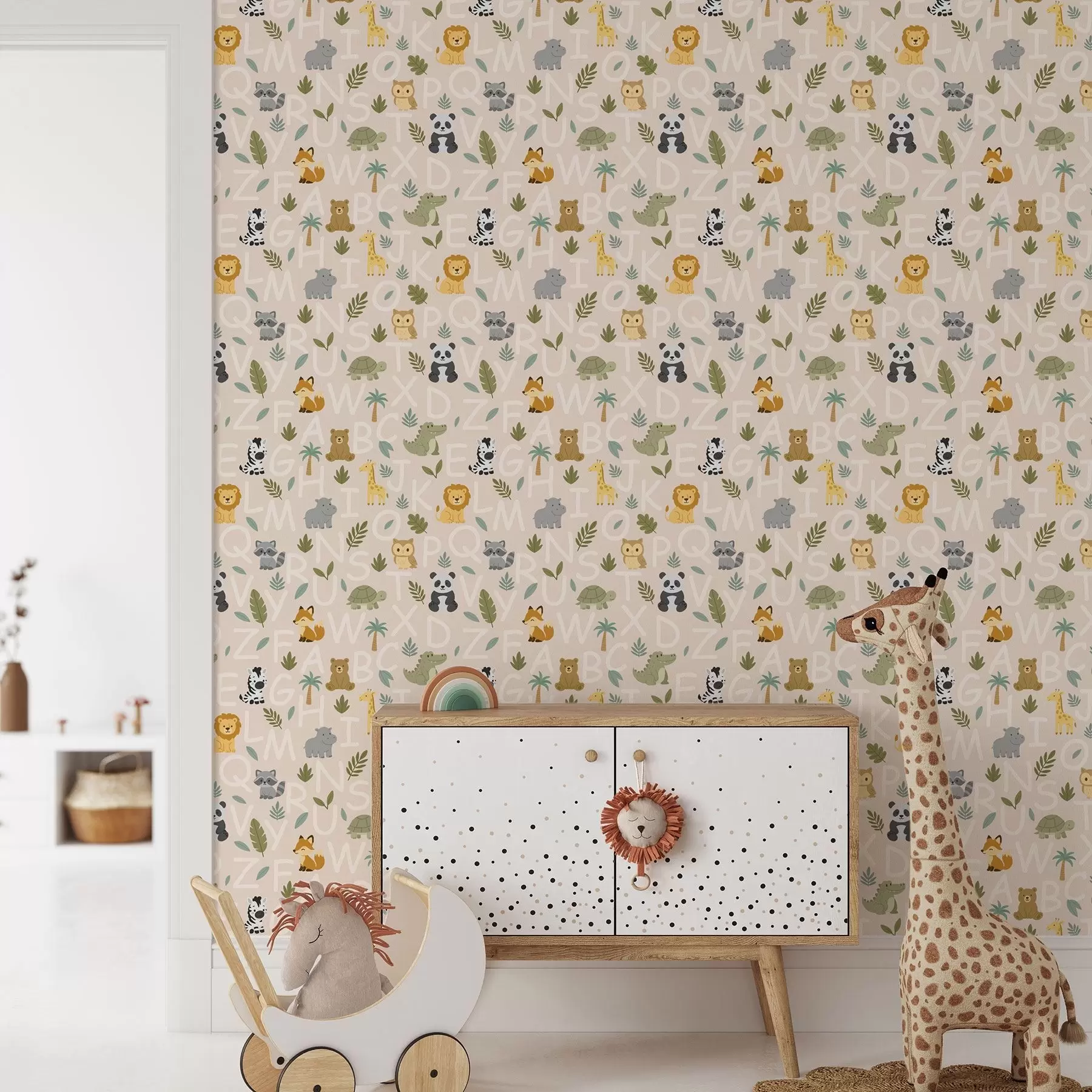 murales de pared Abecedario con simpáticos animales y plantas para niños a00400