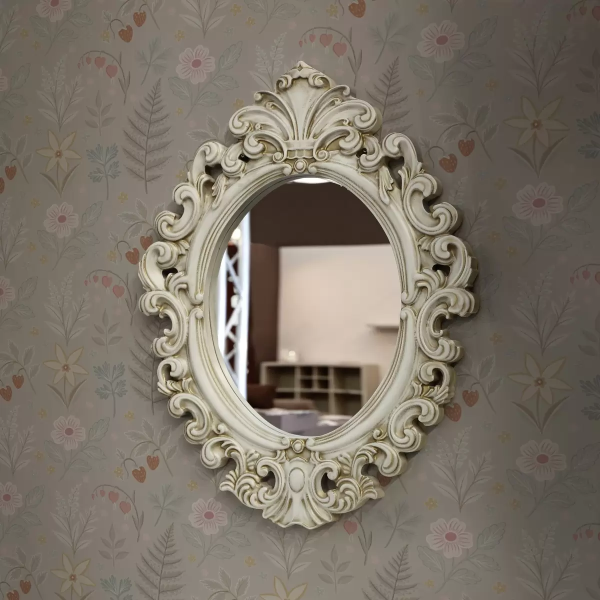 Papel pintado Flores y bayas pastel sobre fondo gris claro a00406