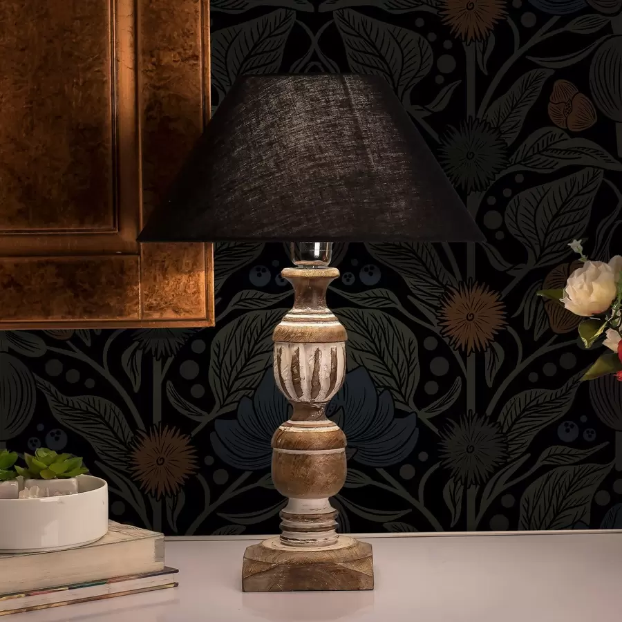 murales de pared Adorno floral oscuro con detalles naranjas a00411