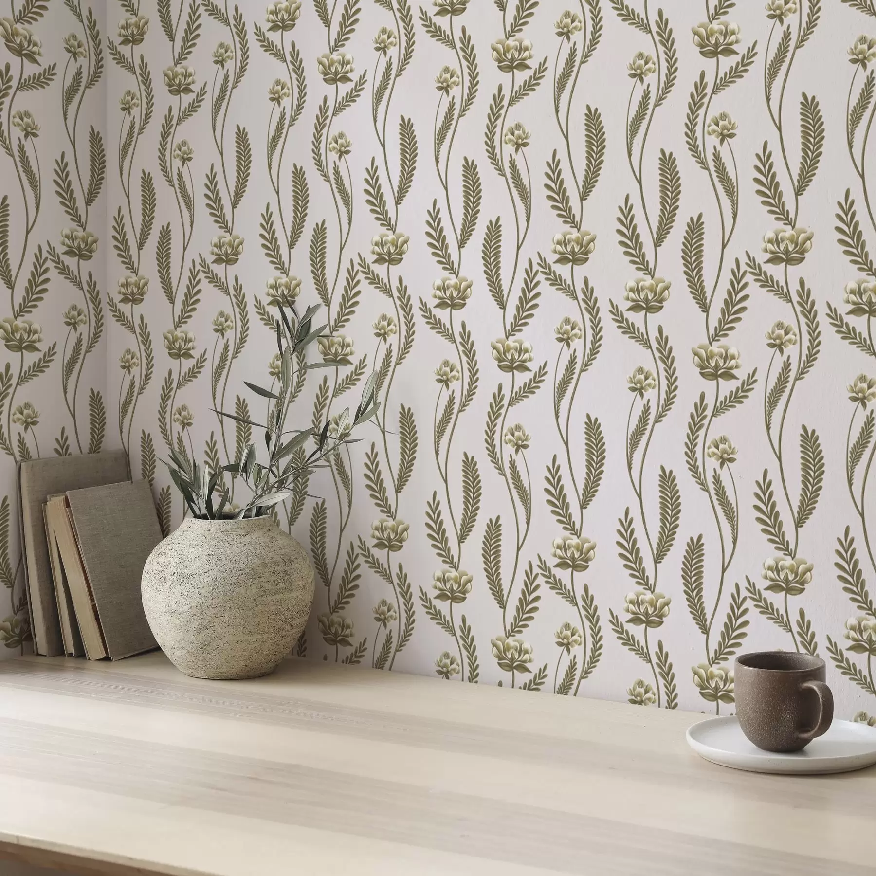 murales de pared Adorno vertical con flores blancas sobre fondo rosa a00476