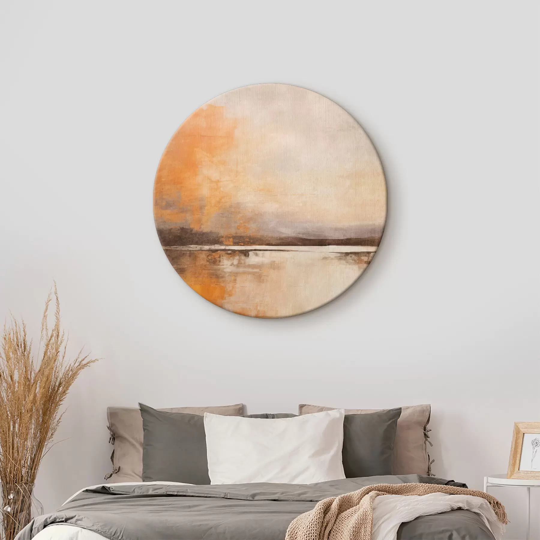 murales de pared Un paisaje abstracto con textura en tonos naranja, marrón y beige r45568