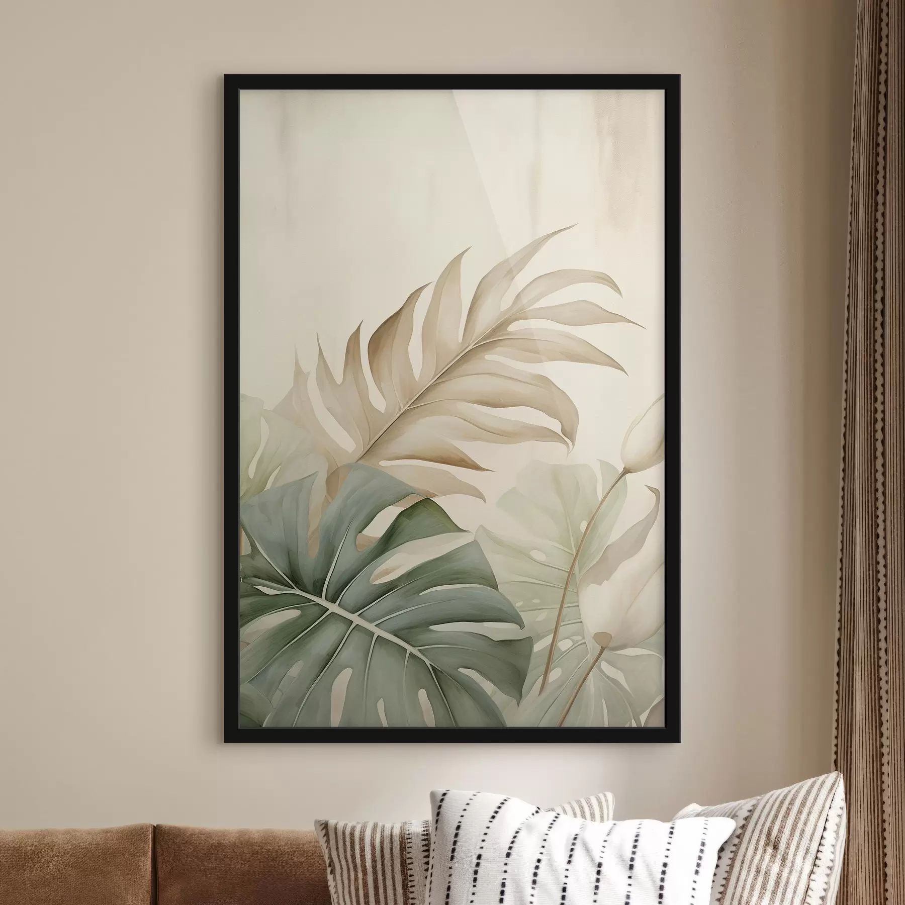 murales de pared Hojas tropicales sobre fondo claro f45617