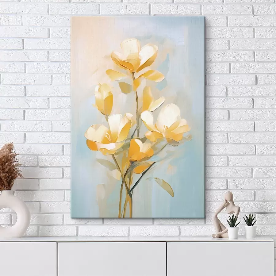 murales de pared Motivo floral: ramo en tonos amarillo claro y azul s45540