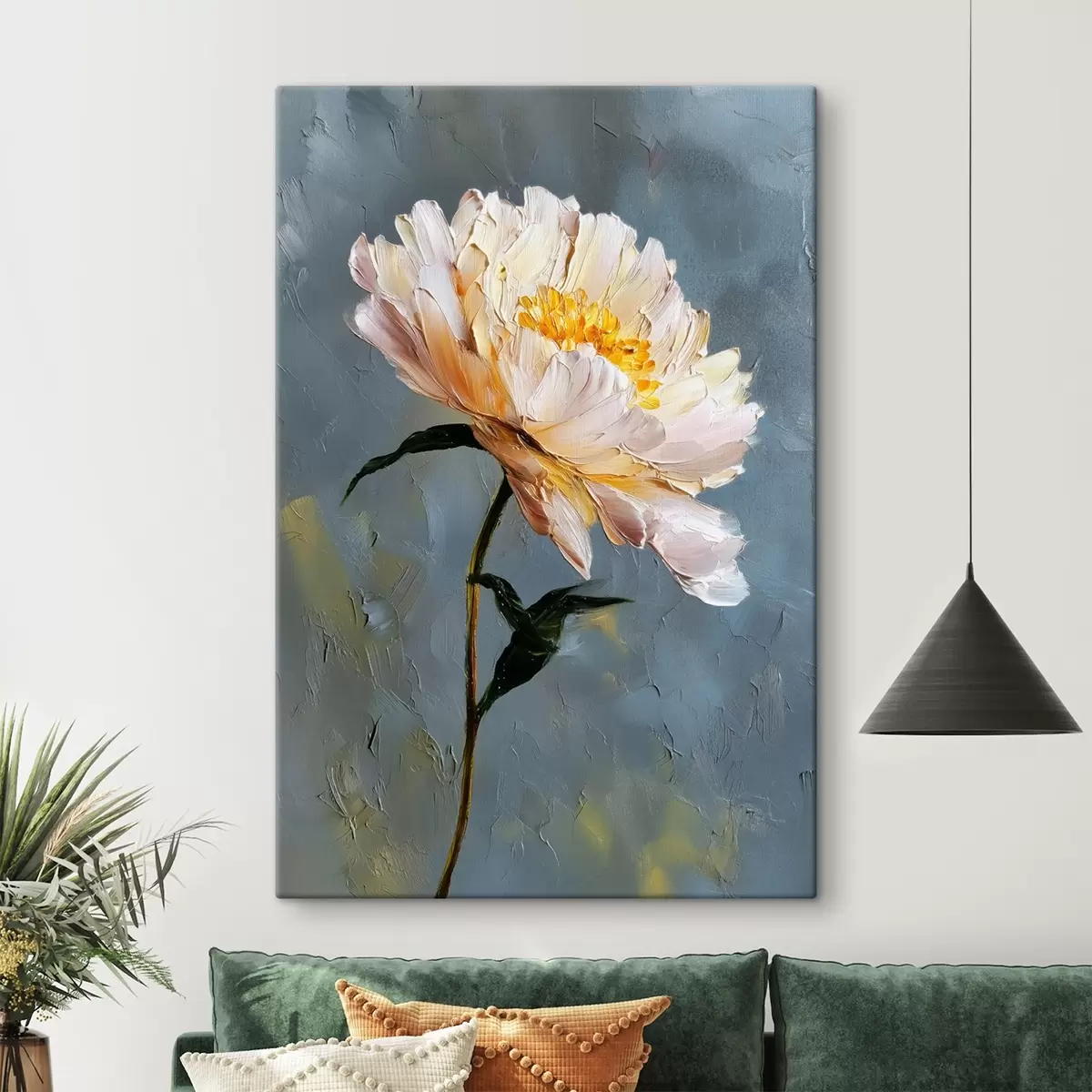 murales de pared Flor abstracta: composición en tonos azules y grises s45542