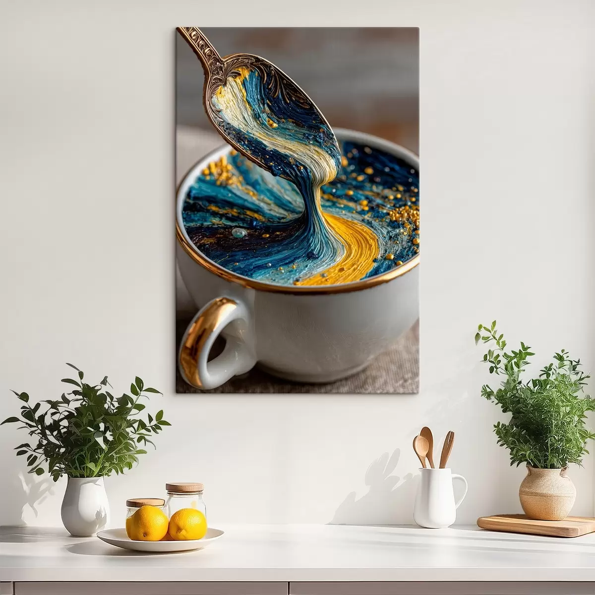 murales de pared Composición abstracta: colores mezclados en una taza al estilo Van Gogh s45545