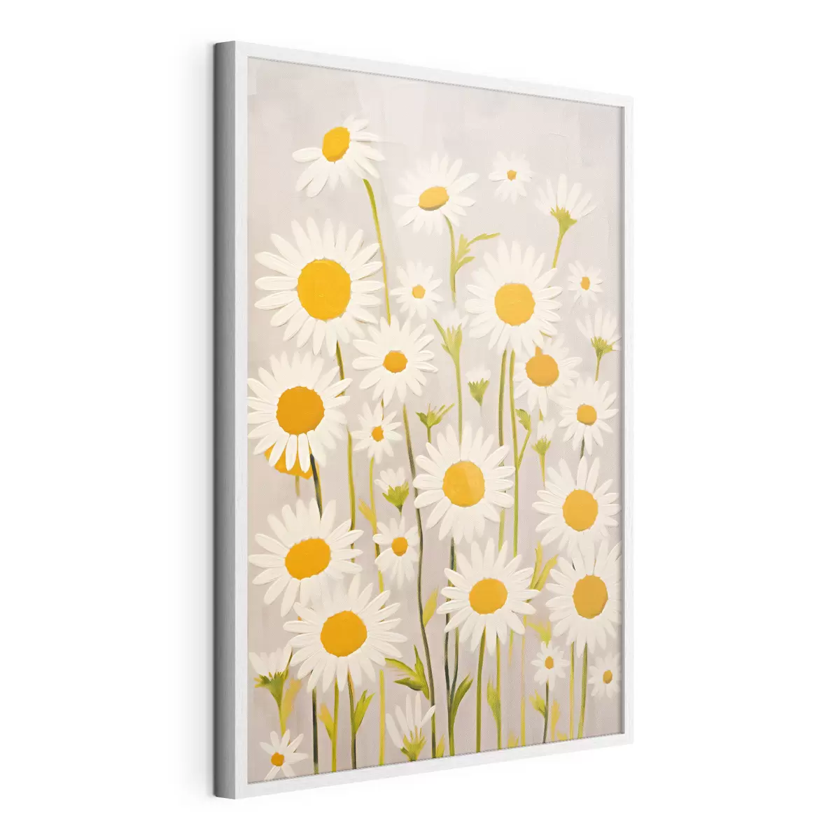 Poster Flores silvestres: composición de margaritas sobre fondo claro f45528