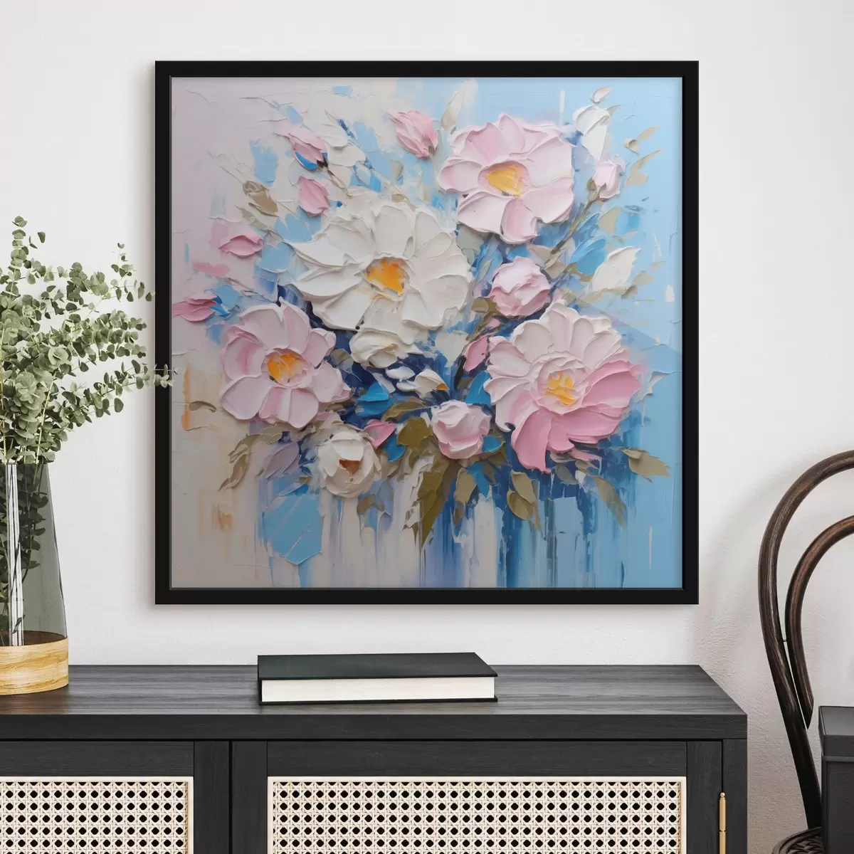 Poster Composición pictórica en tonos rosas y azules f45538