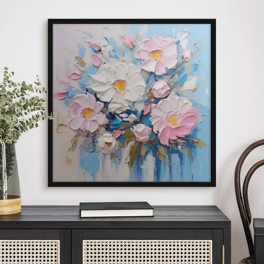 murales de pared Composición pictórica en tonos rosas y azules f45538