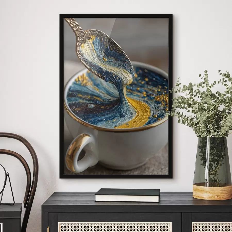 murales de pared Composición abstracta: colores mezclados en una taza al estilo Van Gogh f45545