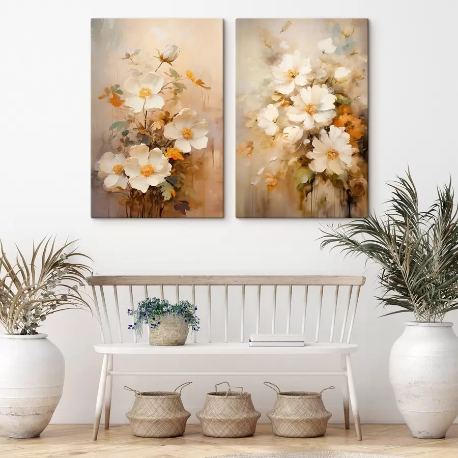 murales de pared Flores silvestres: composición decorativa con pinturas difuminadas m00635