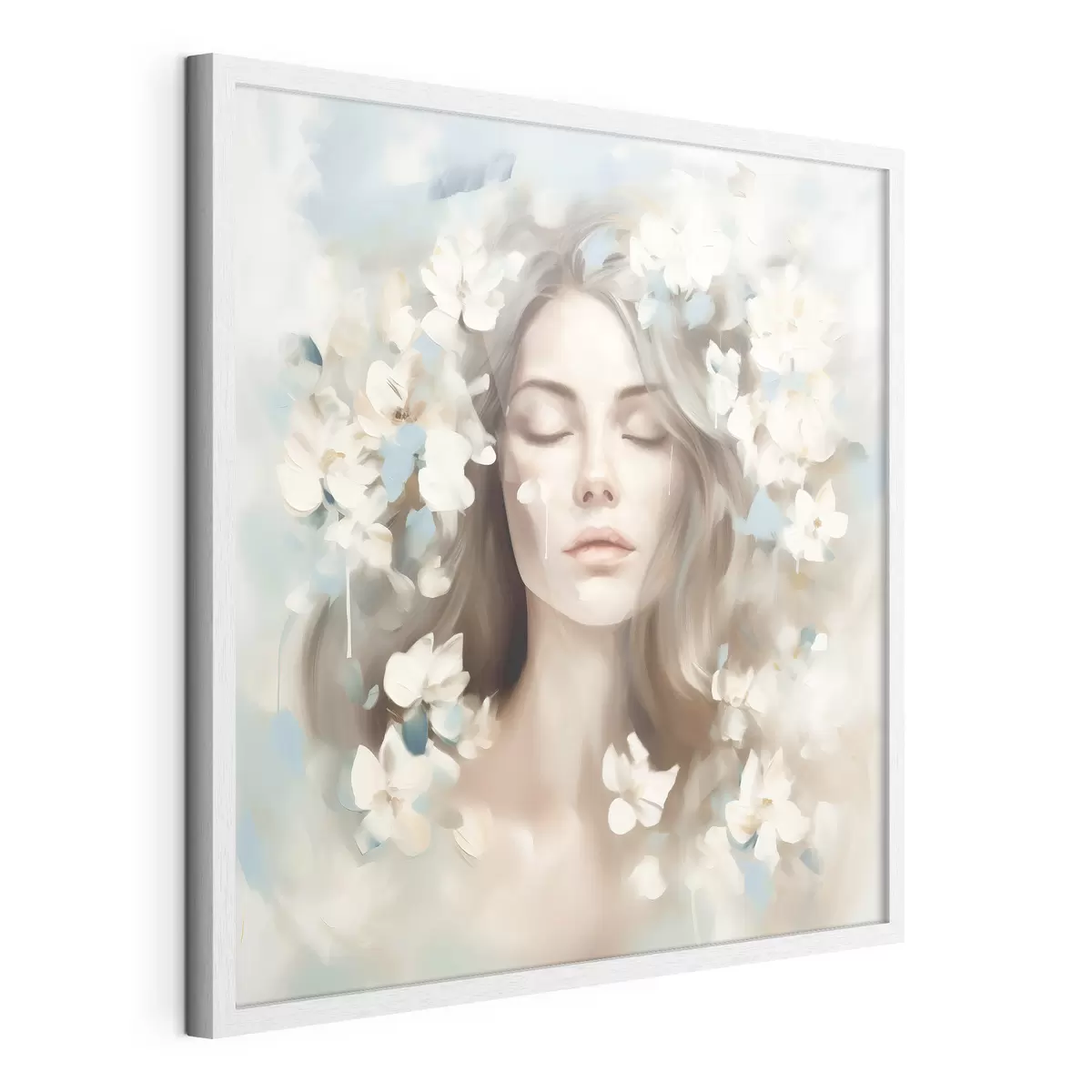 Poster Retrato abstracto de una mujer con flores en forma de pinceladas f45450