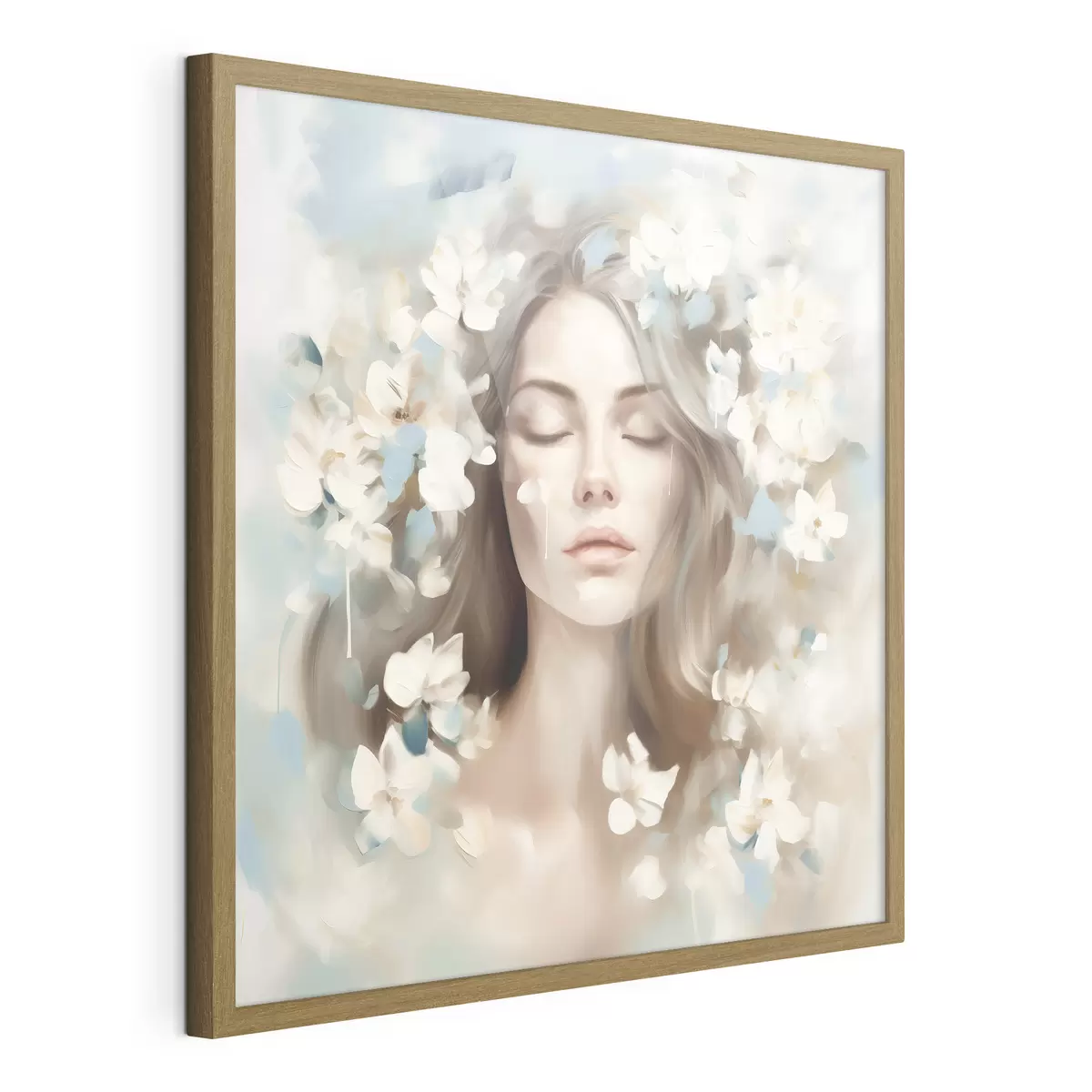 Poster Retrato abstracto de una mujer con flores en forma de pinceladas f45450