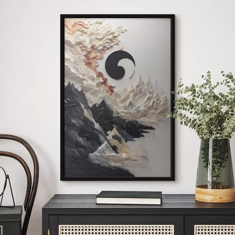 murales de pared Paisaje abstracto con montañas en estilo papel f45482