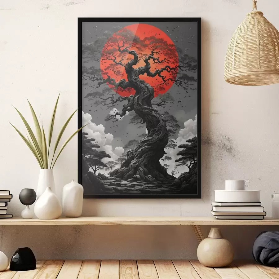 murales de pared Paisaje abstracto con montañas en estilo papel f45485