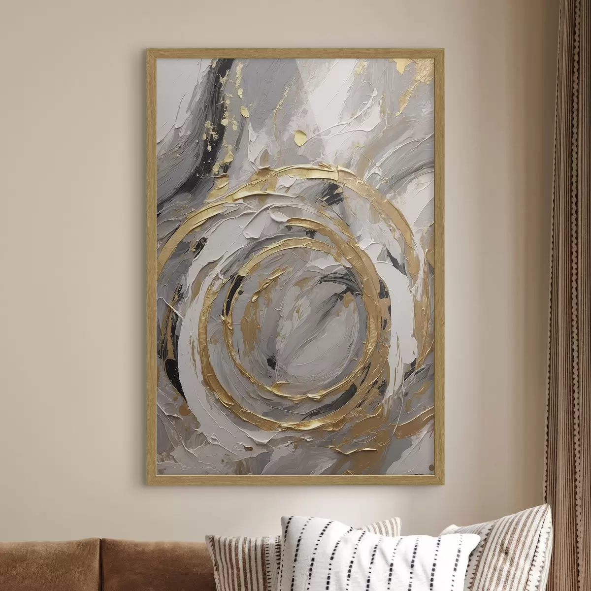 Poster Poni blanco con crin y flores rosas f45487
